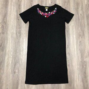 Bob Mackie Wearable Art Women's Size Large Maxi Dress Black Fruit Embroidered